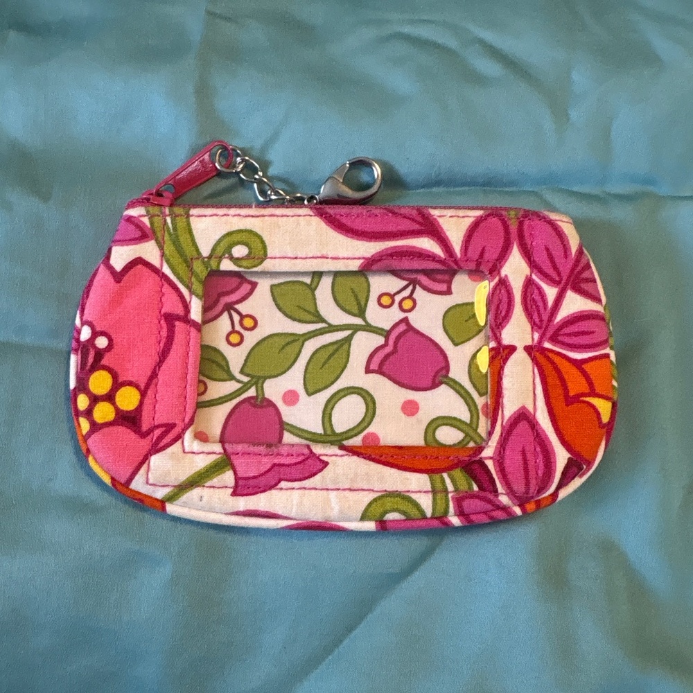 Vera Bradley wallet, pink and green.